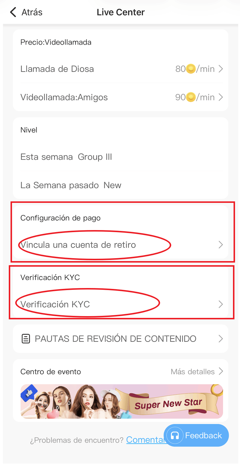 Live center-configuración de pago y verificación kyc-yaar-app-yaar-espanol-oficial