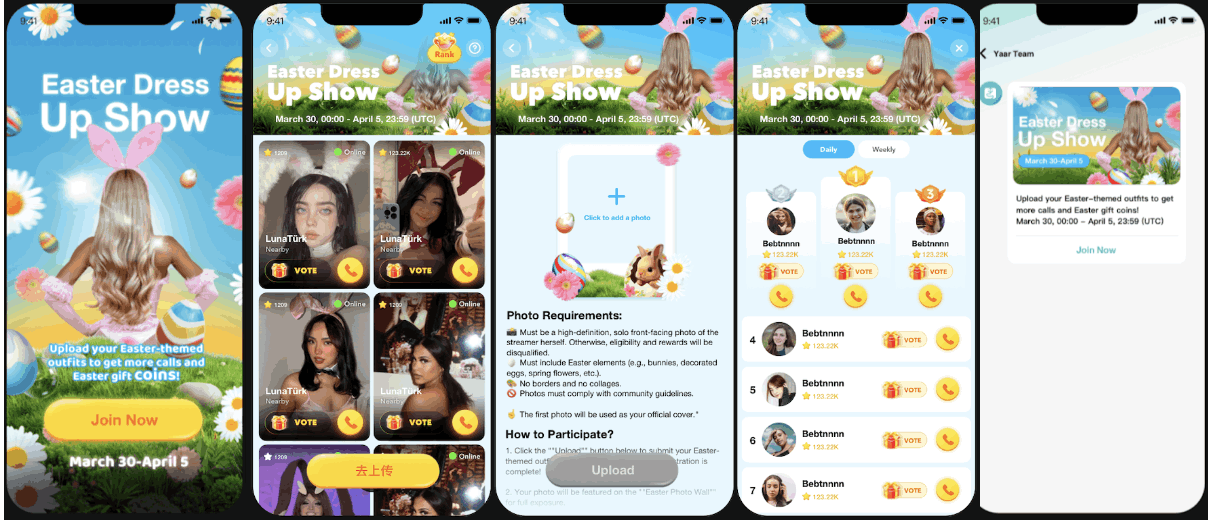 2026 guia de evento disfraces de pascua - yaar live app español oficial