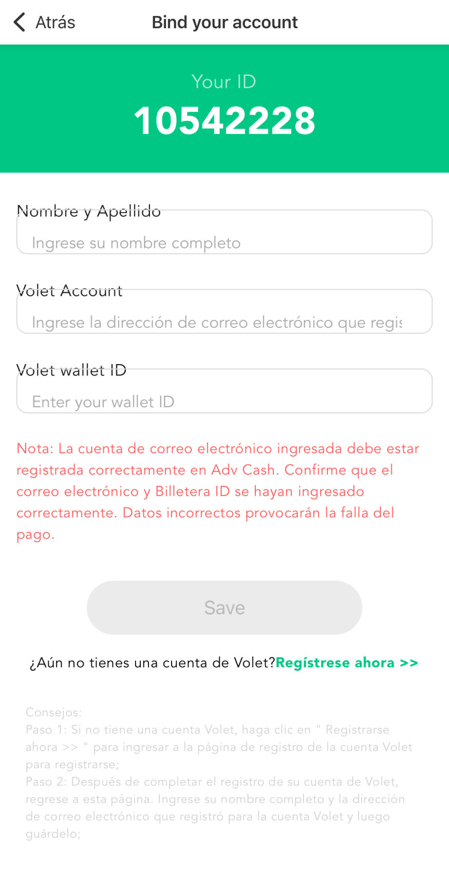 Vincula datos volet a yaar live center - yaar live app